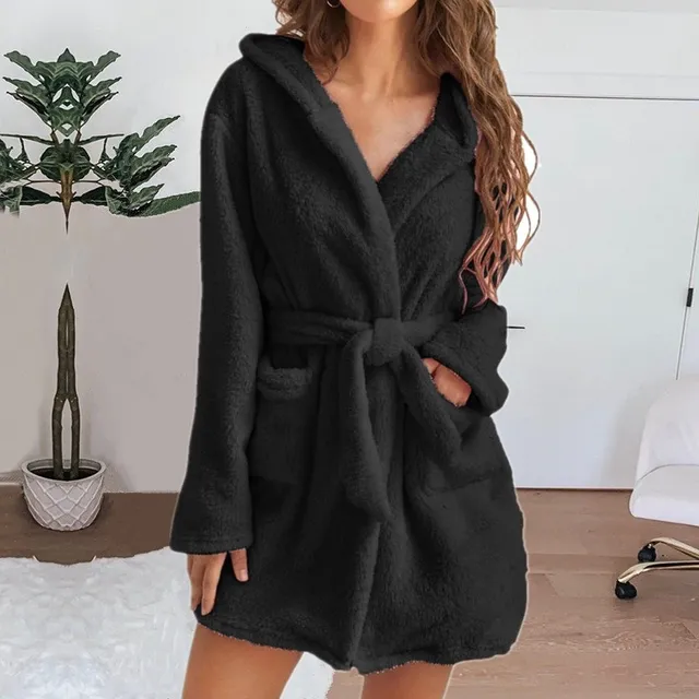 103668-4439cd.jpg Hiver femmes Robe de bain moelleux en peluche pyjamas dames Sexy à capuche Robe de couleur unie chaud peignoir femme vêtements de détente