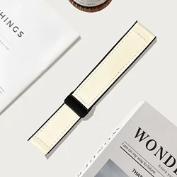 Leather Silicone Magnetic Strap Sports Wrist Band Correa Bracelet for 22mm (Beige)