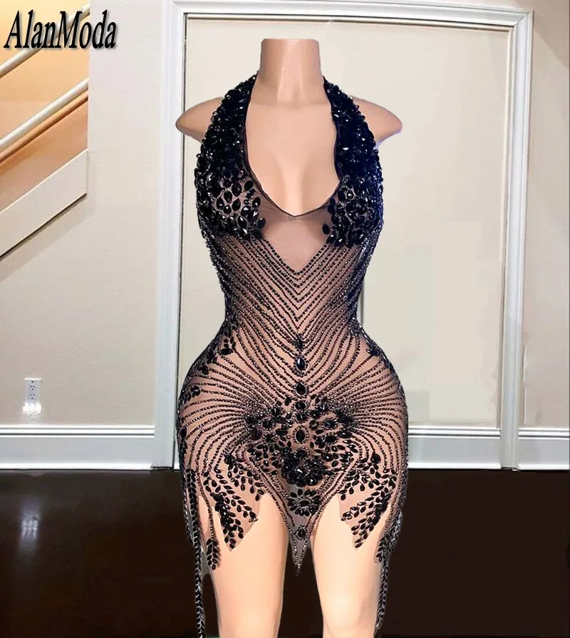 See-Through Diamond Hand-cranked Ladies Dress With Breasts