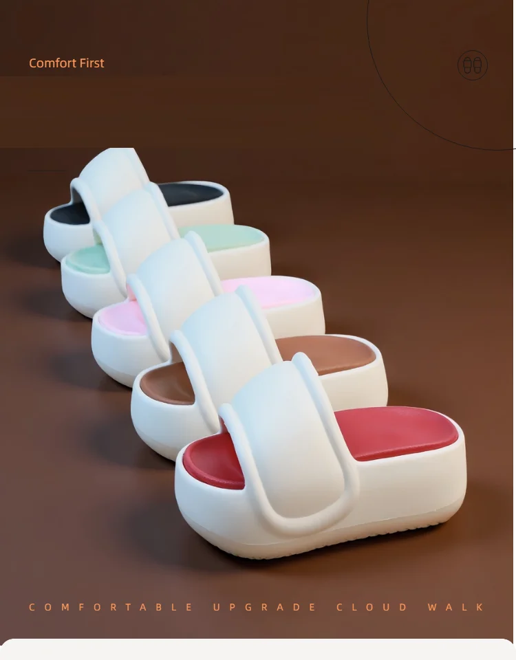 Neue 6cm Flatform Chunky Slippers für Damen, Sommer Anti-Geruch-Slides, Leichte Plateau-EVA-Schuhe für Zuhause, Draußen und Strand – Detail 3