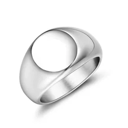 18K Gold Plated Stainless Steel Smooth Ring - Unisex Jewelry - USA Size 8 (Plated Silver)
