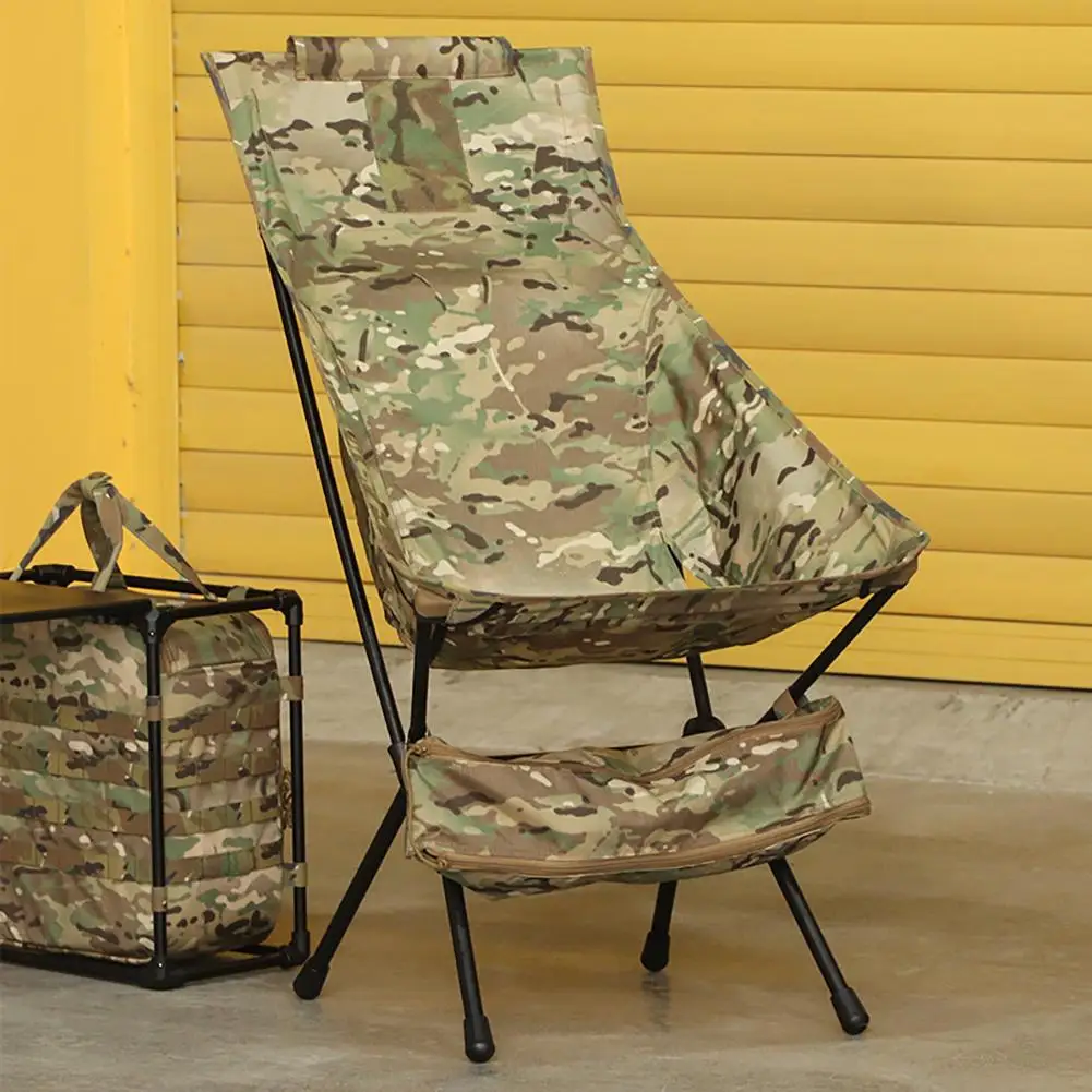 Outdoor Camping Tactical Beach Folding Chair Camouflage Portable Fishing  Chair With High Backrest Side Bag Dropshipping