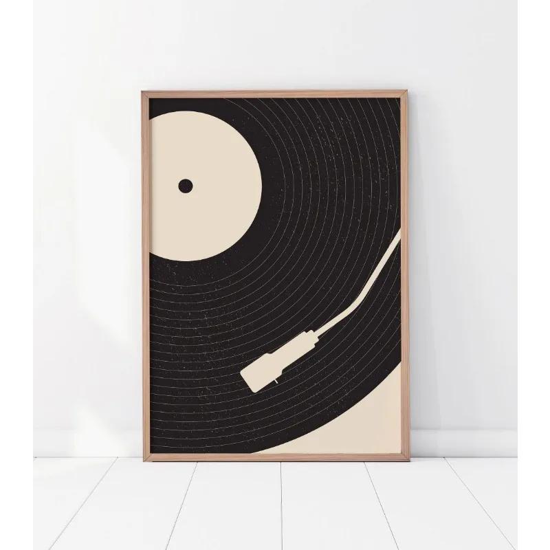 Vintage Vinyl Record Canvas Art - Minimalist Turntable Wall Decor