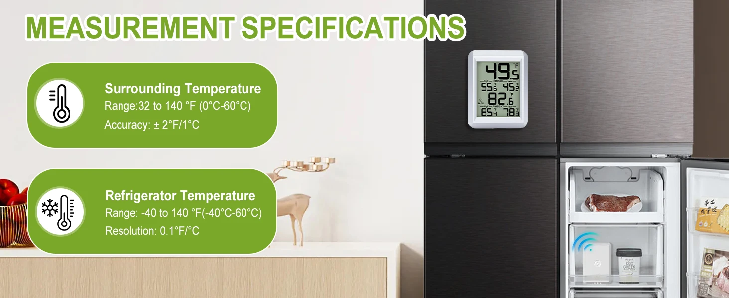 Refrigerator Thermometer  Fridge and Freezer Temperature Monitoring Digital Free