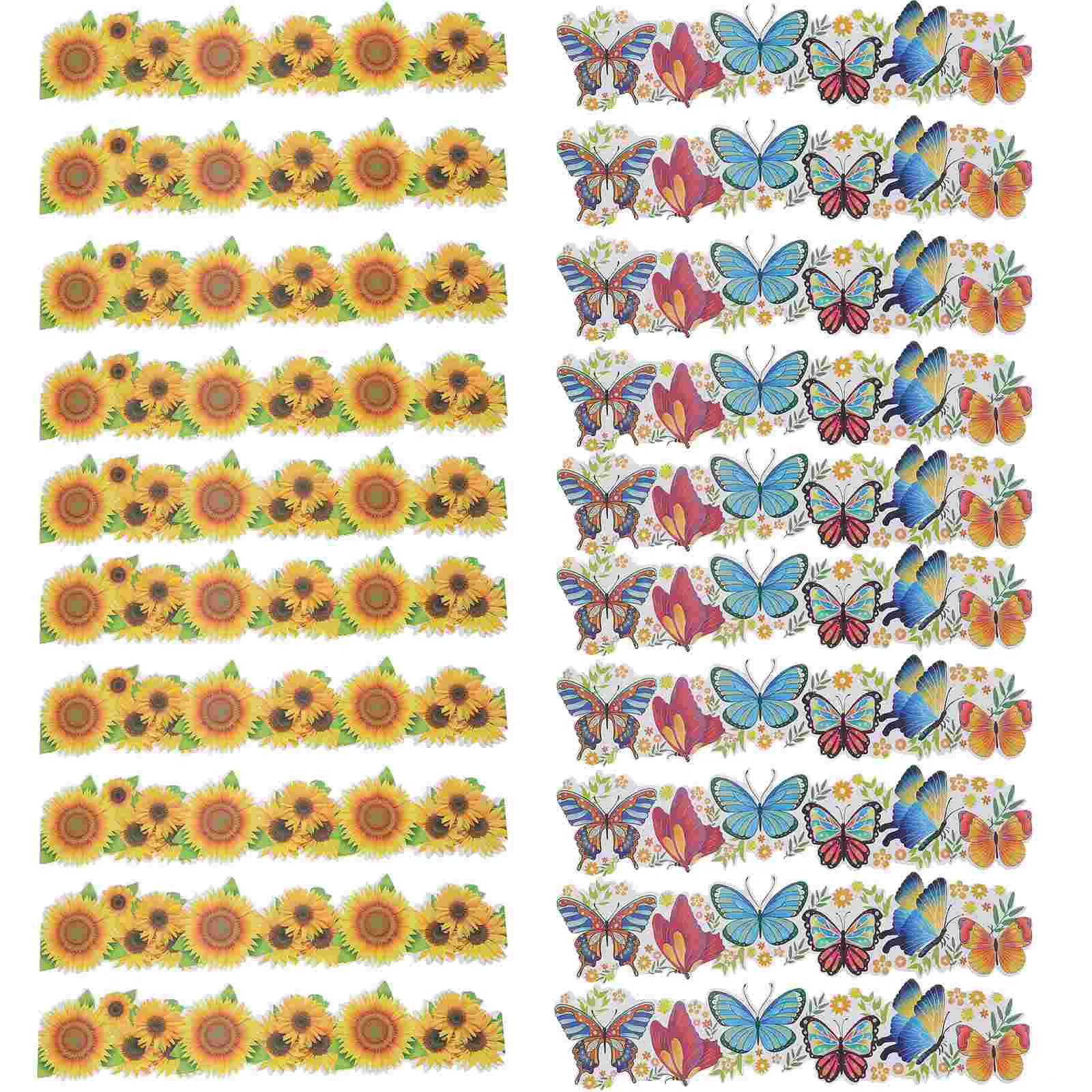 

20 Sheets Bulletin Board Border Paper Summer Stickers Festival Wear-resistant Decor Decorative Trim Sunflower Classroom Borders