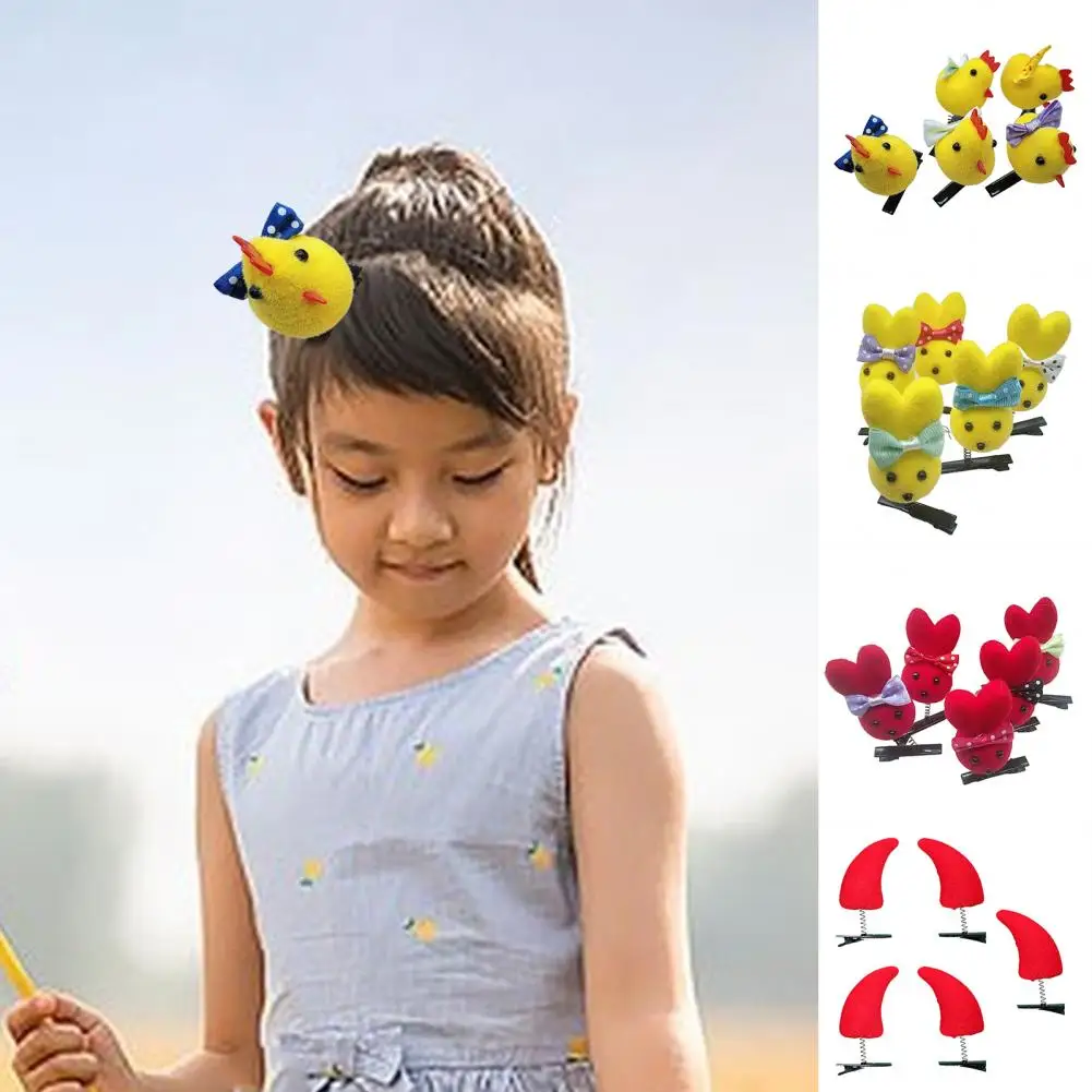 

Little Yellow Chicken Hairpin Adorable Cartoon Animal Hairpins Rabbit Chicken Little Yellow Duck Plush Diy Hair Clip for Girls'