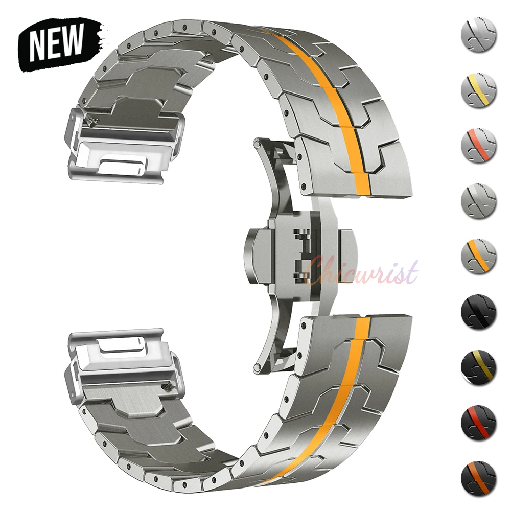 

QuickFit Metal Strap For Garmin watch Fenix 5/5X/5XPlus/6/6X/6XPro/7x 26 22mm Titanium Color Stainless Steel Band Forerunner 945