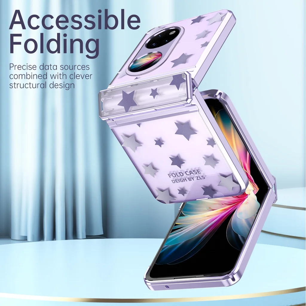 Luxury Gradient Glitter Star Phone Case For Huawei P50 Pocket 5G Transparent Soft Back Cover For Huawei Pocket S 5G