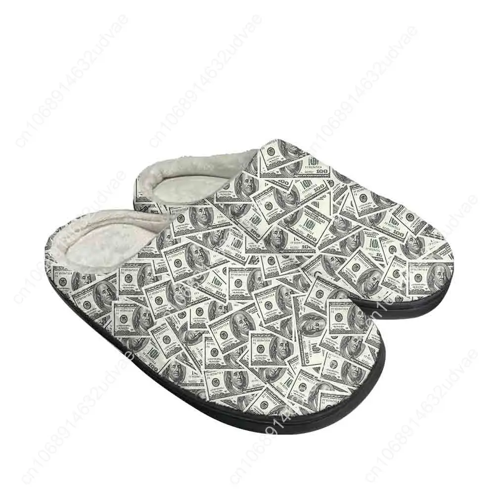 Dollar Dollars Money Home Cotton Custom Slippers High Quality Mens Womens Plush Fashion Casual Keep Warm Shoes Thermal Slipper