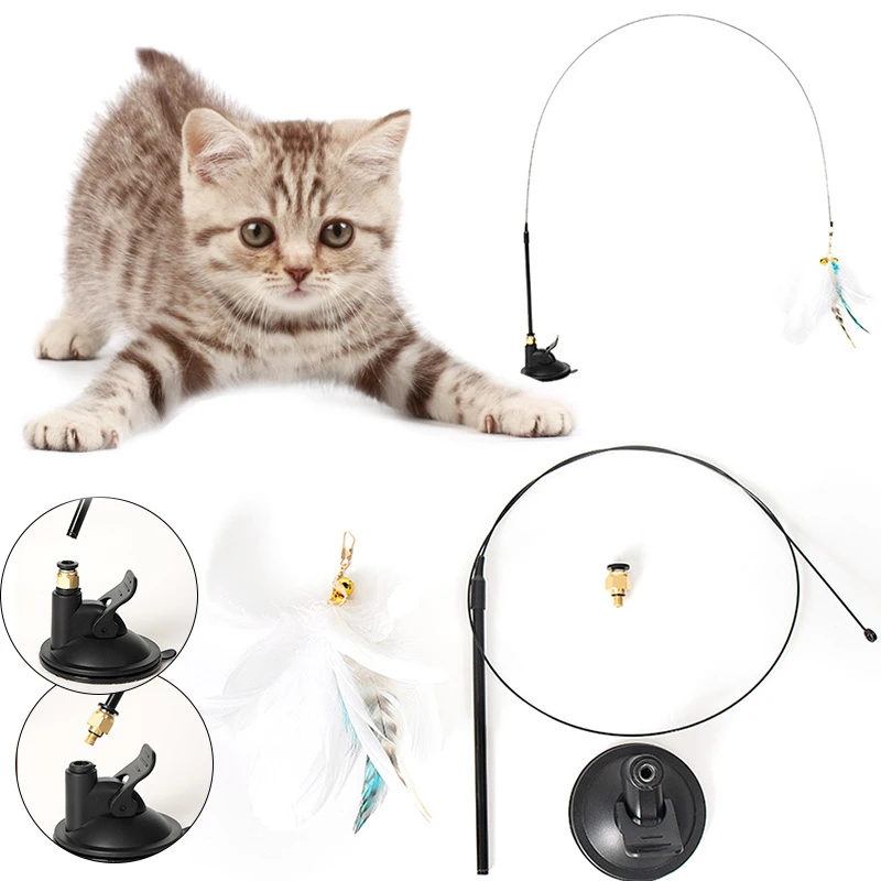Interactive Cat Toy Funny Simulation Feather with Bell Cat Stick Toy for Kitten Playing Teaser Wand Toy Cat Supplies