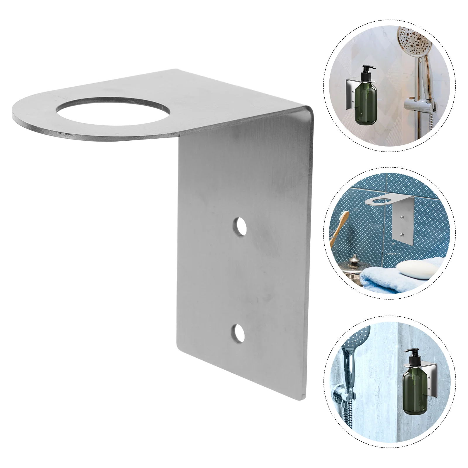 Soap Bathroom Dispenser Holder Liquid Hand Bottle Non-drilling Stand 800X700X500CM Stainless Steel Wall Bracket 3
