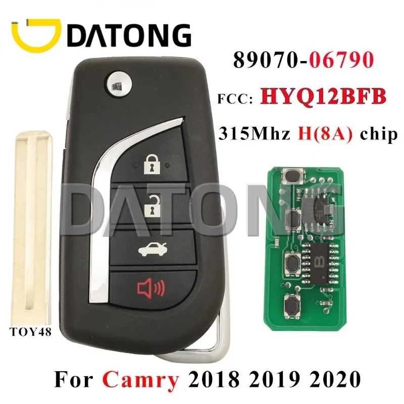 

CHANKey 89070-06790 FCC: HYQ12BFB Flip Remote Key 4 Button 315MHz H (8A) Chip For Toyota Camry 2018 -2020 TOY48 Replacement