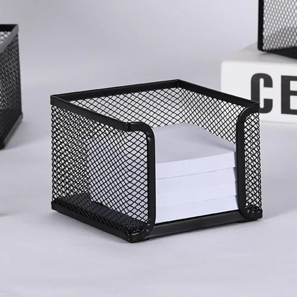 Pen Holder Stationery Organizer Office Stationery Desk Organizer Mesh Collection Pen Holder Note Pad Organizer Box Black Heavy Duty Metal Sticky Note Container