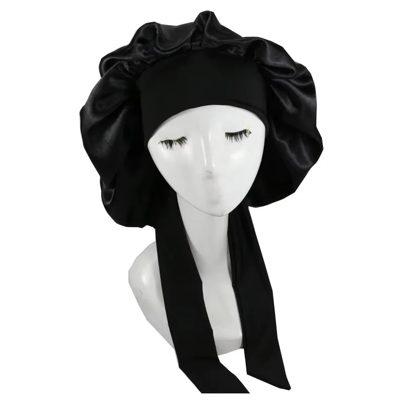 Satin Hair Cap for Sleeping Invisible Flat Imitation Silk Round Haircare Women Headwear Ceremony Adjusting Button Night Hat satin bonnet hair bonnet silk bonnet satin nightcap sleeping cap