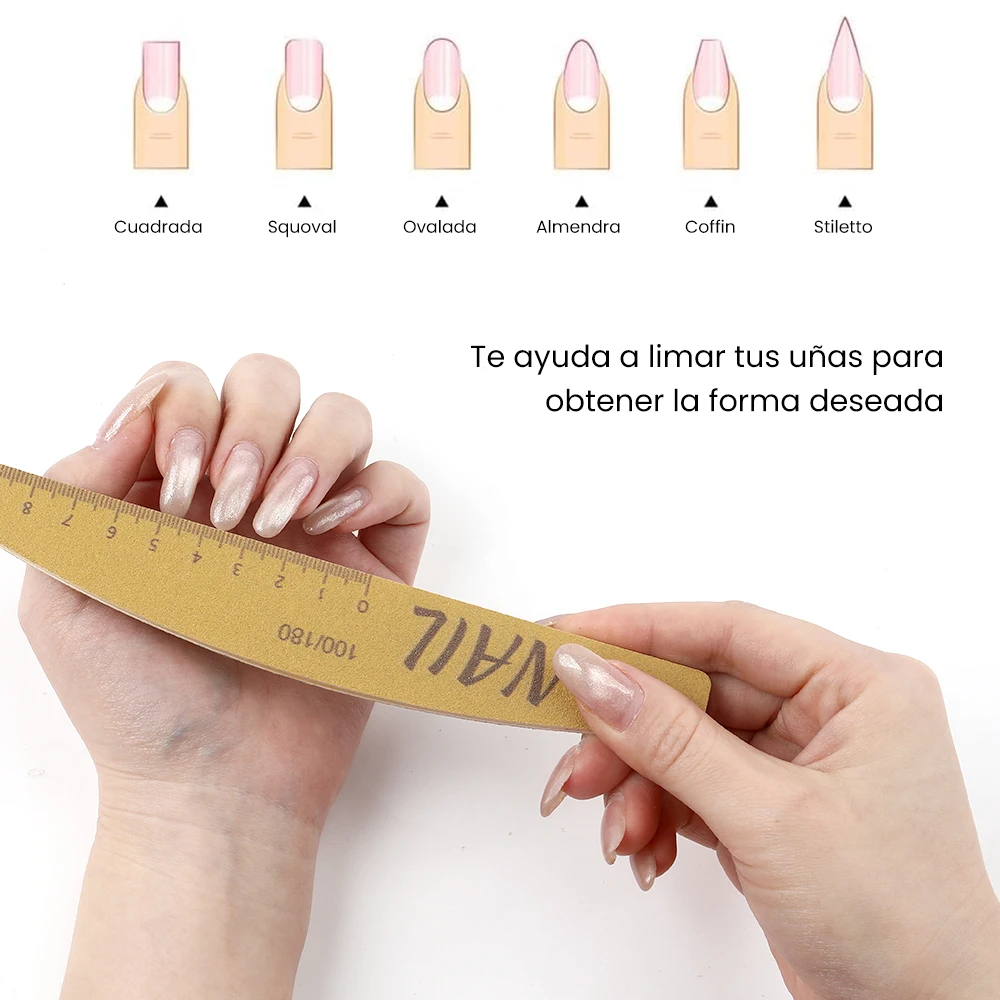 BQAN 1/5/10개 네일 파일 세트 (스케일 포함) 네일 아트 양면 100/180 그릿 네일 파일 그라인딩 샌딩 버퍼 버핑 매니큐어