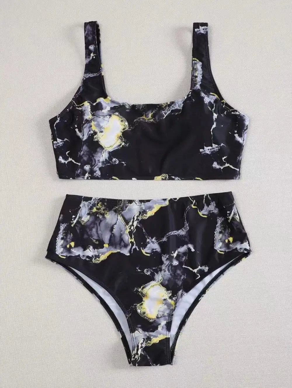 New Sport Print Bandeau Push Up Bikinis For Ladies Sexy Marble Woman Swimsuit High Waist Female Swimwear Beach Wear