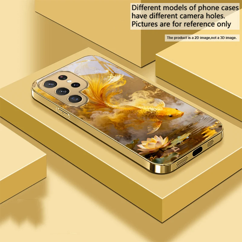 Harmonious Golden Carp Glass Phone Case