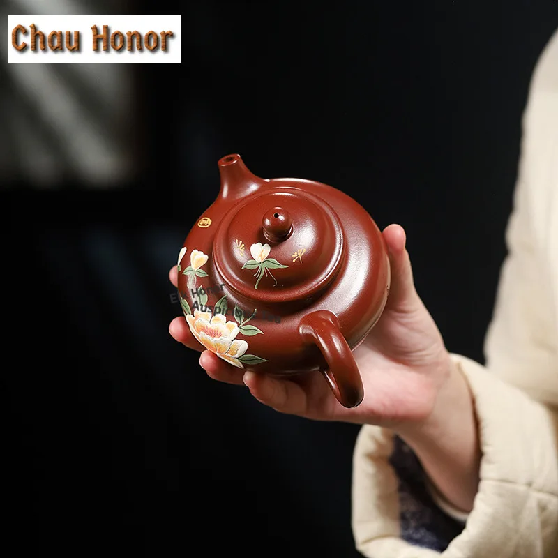 280ml Creative Yixing Purple Clay Teapots Handmade Rongtian Pot Raw Ore Red Mud Tea Making Kettle Zisha Tea Set Supplies Craft