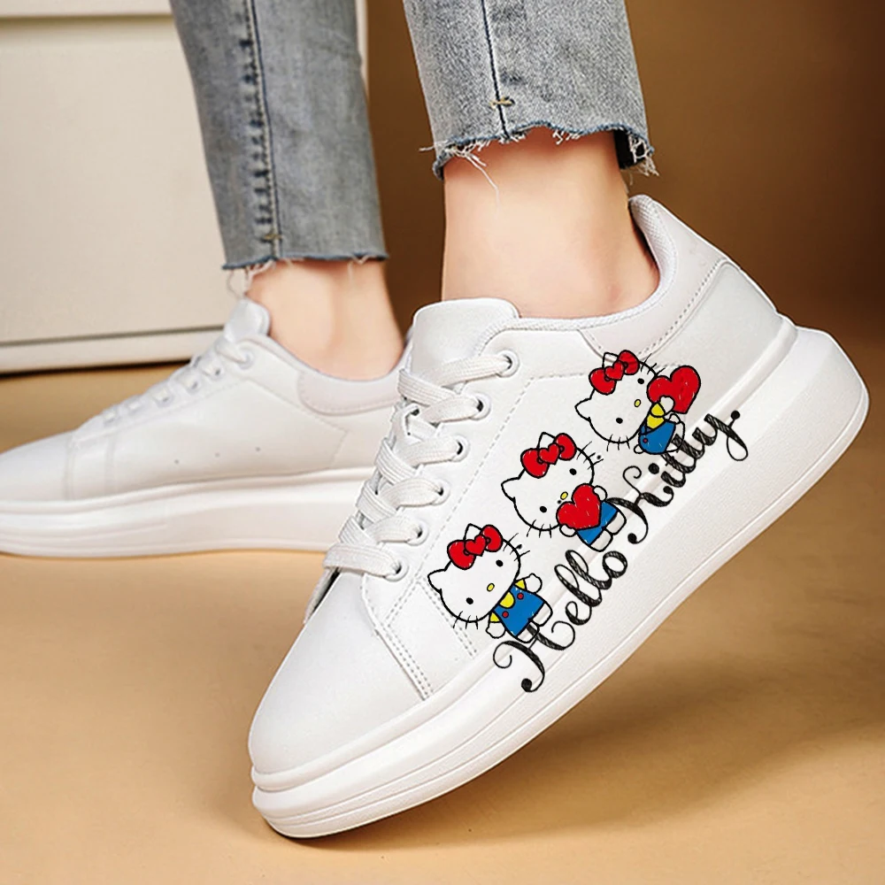 thumbnail image 1 of Zapatillas de deporte hello kitty para mujer, zapatos informales con plataforma para kateboarding, planos, 3D, graffiti, color rosa, 1 of 5