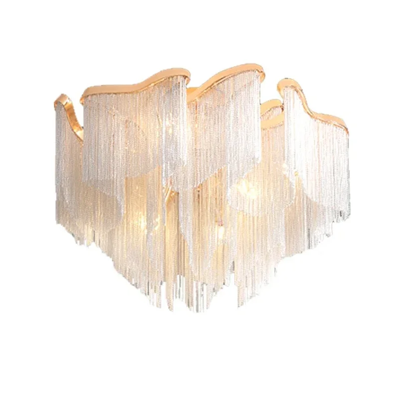 

Luxury Led Tassels Ceiling Chandelier Chain Aluminum Luxury Chain Ceiling Light Living Room Bedroom Kitchen Villa Decor Lighting