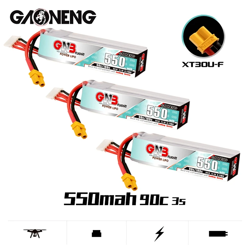 

Литий-полимерный аккумулятор GAONENG GNB 3S 11,1 В 550 мАч HV 90C/180C со штекером для TINY8X Blade Inductrix FPV QX2 120S Beta75S Drone