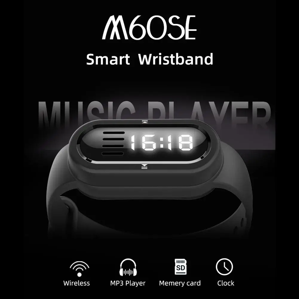 M60AE 스마트 음악 밴드 Mp3 음악 플레이어 웨어러블 무선 스피커 스마트 팔찌 10M 블루투스 전송