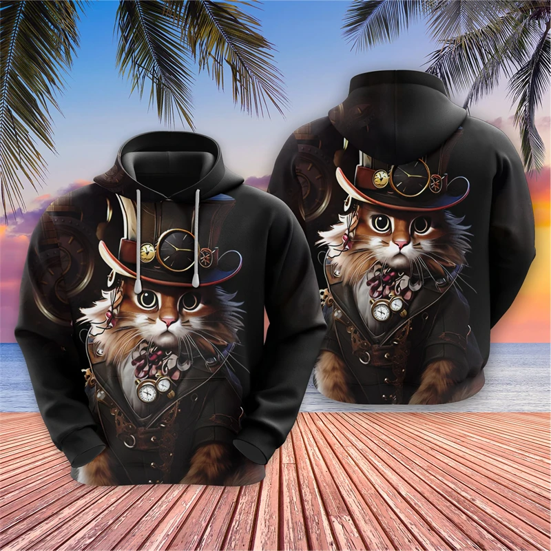 

Vintage Raccoon Graphic Sweatshirts Steampunk Husky Hoodies For Men Clothes Giraffe Animal Tracksuit Hip Hop Pet Hoody Y2k Tops