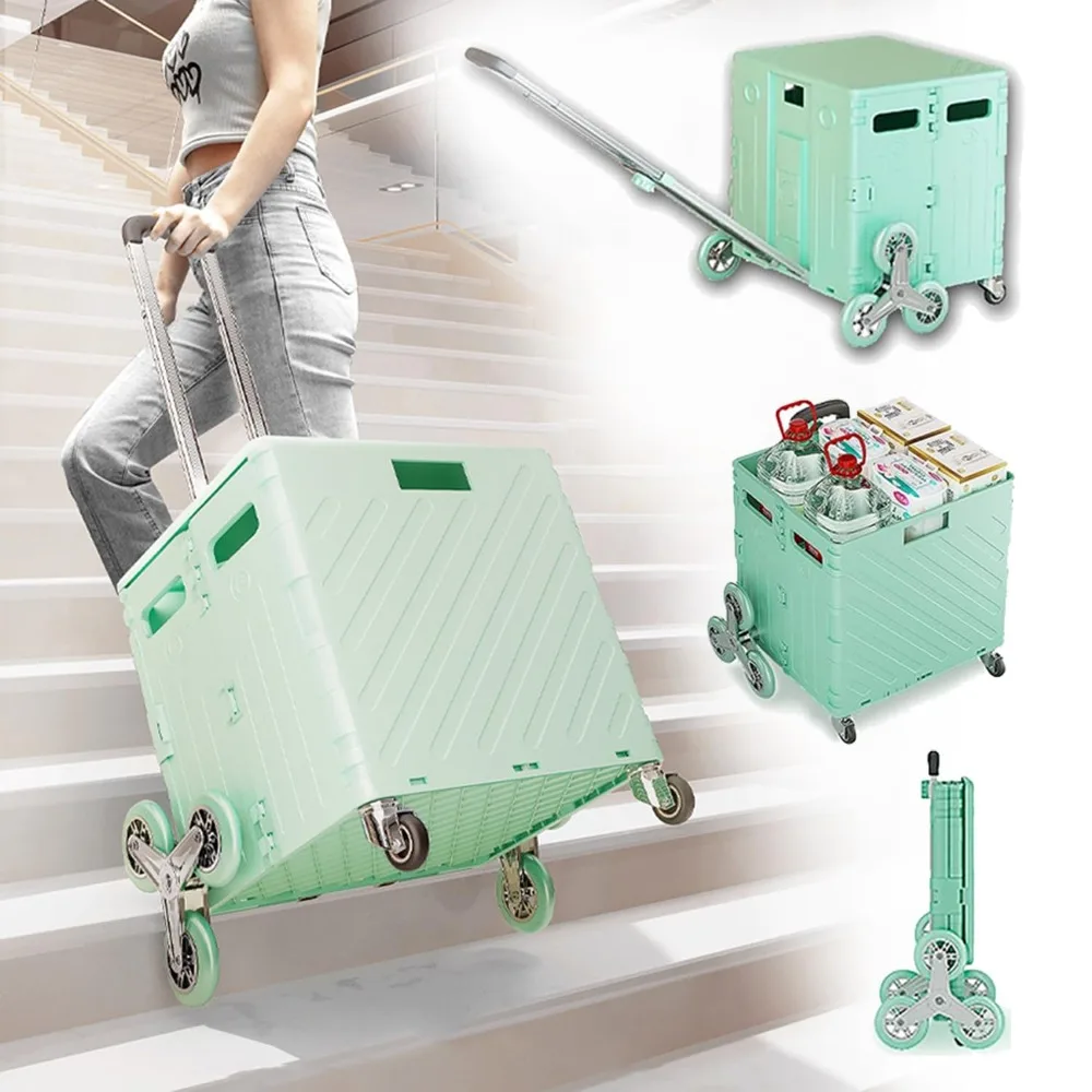 Buy Groceries Small Cart Folding Shopping Car Outdoor Camping Large Capacity Food Basket Express Delivery Small Trailer