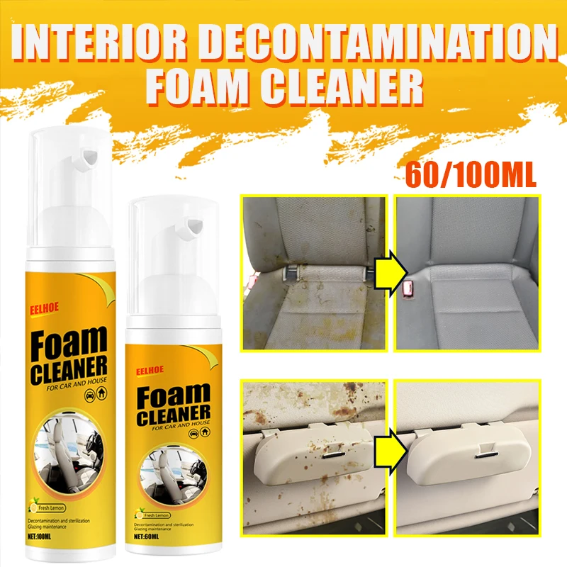 

60/100ML Automotive Interior Cleaner Multifunctional Car Supplies Decontamination Interior Leather Steering Wheel Foam Cleaner