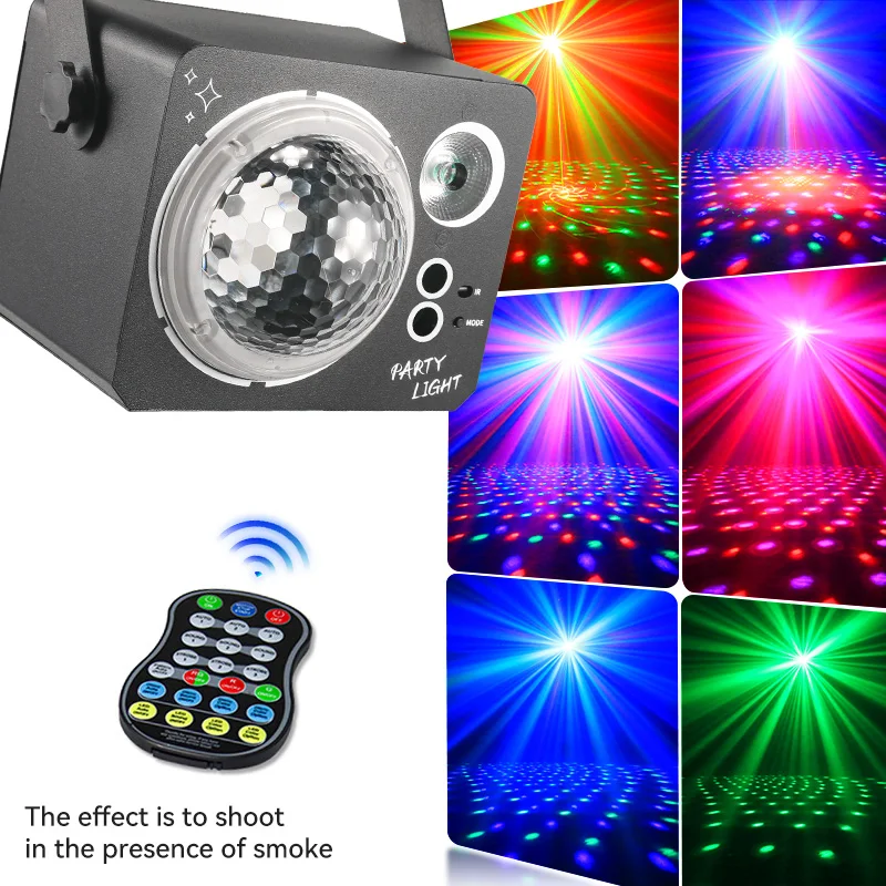 Luière De Fête Avec Télécoande, 2 En 1 Luière Disco Activée Par Le