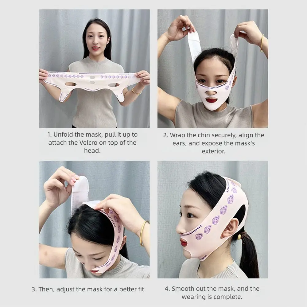 Stretch Design Adjustable V-Shaped Sleep Mask Breathable Elastic Face Sculpting Mask Seamless Lifting Tightening Mask Sleep Mask