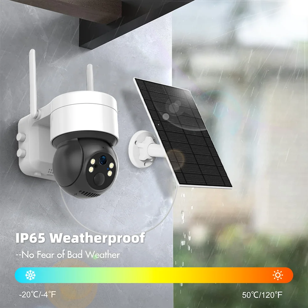 3MP Tuya SmartLife Battery Solar Powered WiFi Outdoor Surveillance Security PIR Human Detection PTZ Motion Tracking CCTV Camera 6