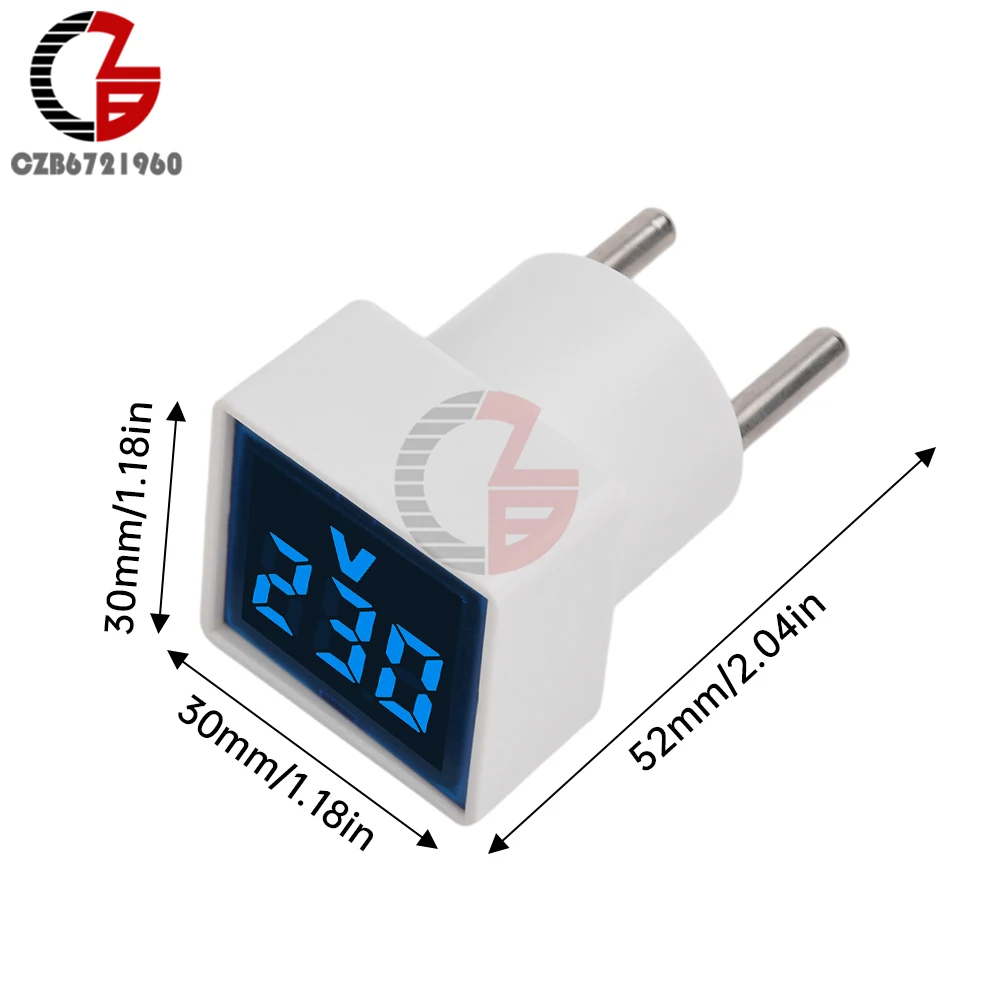 EU Plug Digital Voltmeter with LED Display 50V-500V