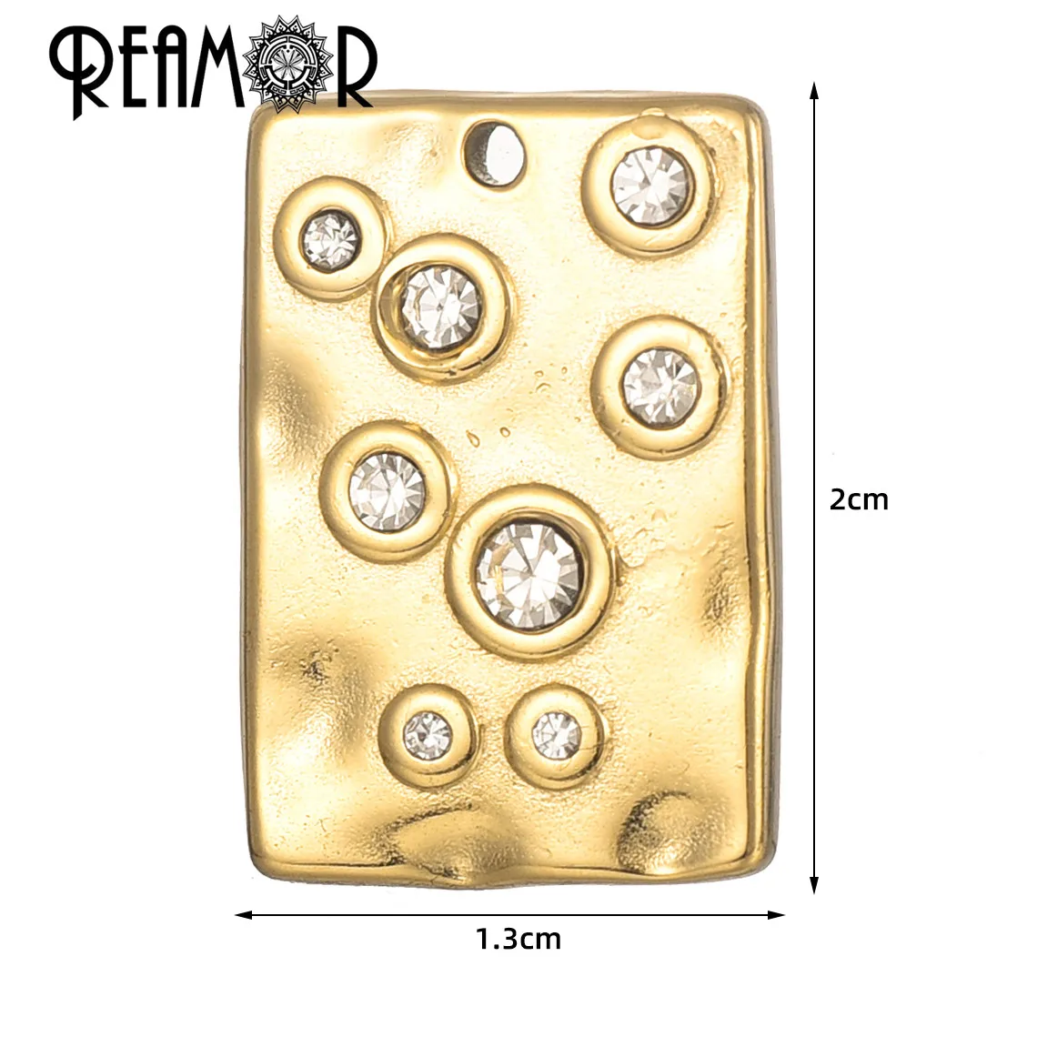

REAMOR 3pcs Stainless Steel Micro Inlay Zircon Square Block Charms For DIY Bracelet Necklace Pendant Jewelry Making Findings