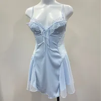 Summer Nightgowns 2025 New Sexy Lingerie Suspender Nightdress Hot Hollow Suspender Pajamas Popular with Chest Pad Sleep Dress