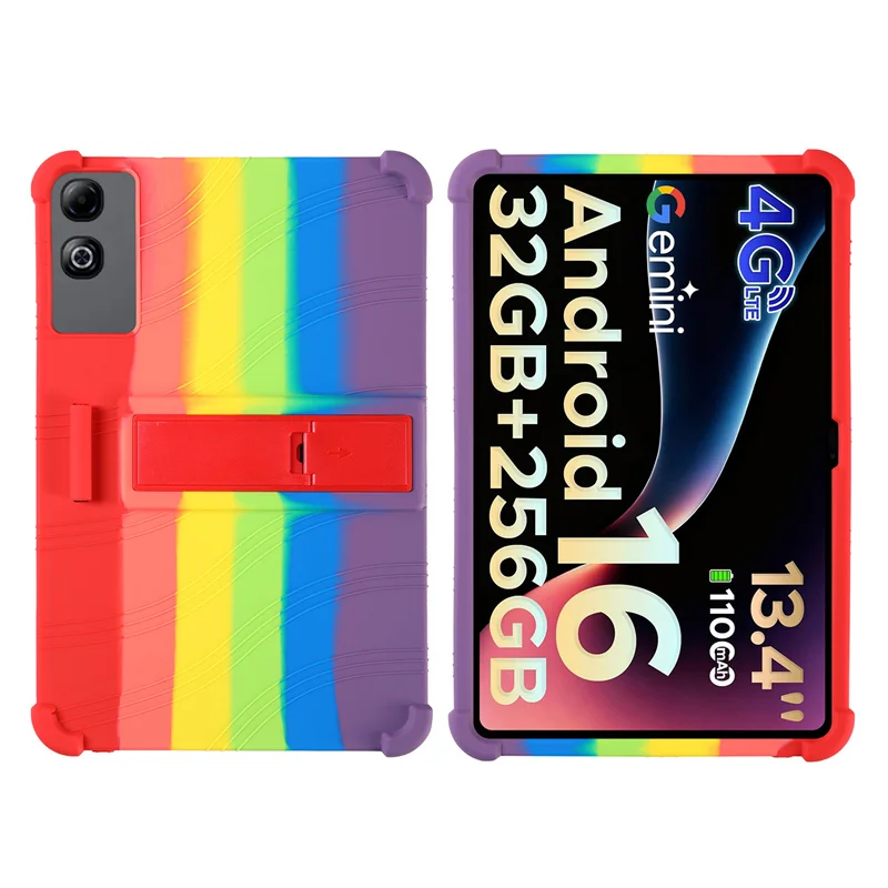 Enhanced Tablet Case with Pencil Holder and Foldable Kickstand - Soft Silicone Cover