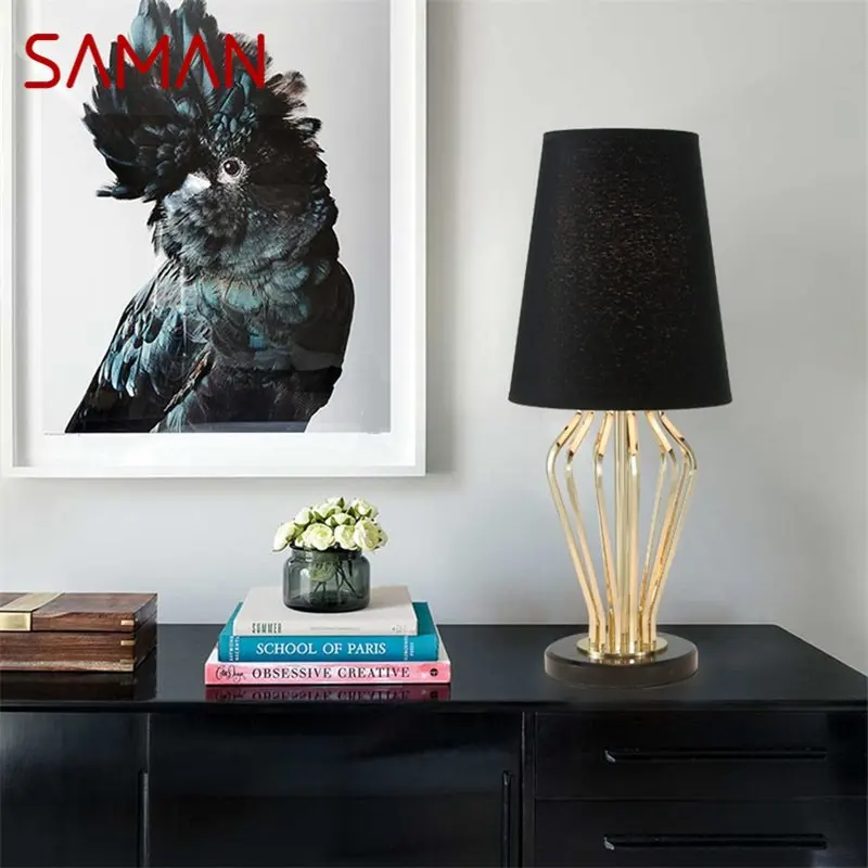

SAMAN Modern Luxury Table Lamps For Bedroom Marble LED Desk Light Home Bedroom Living Room Office Decoration