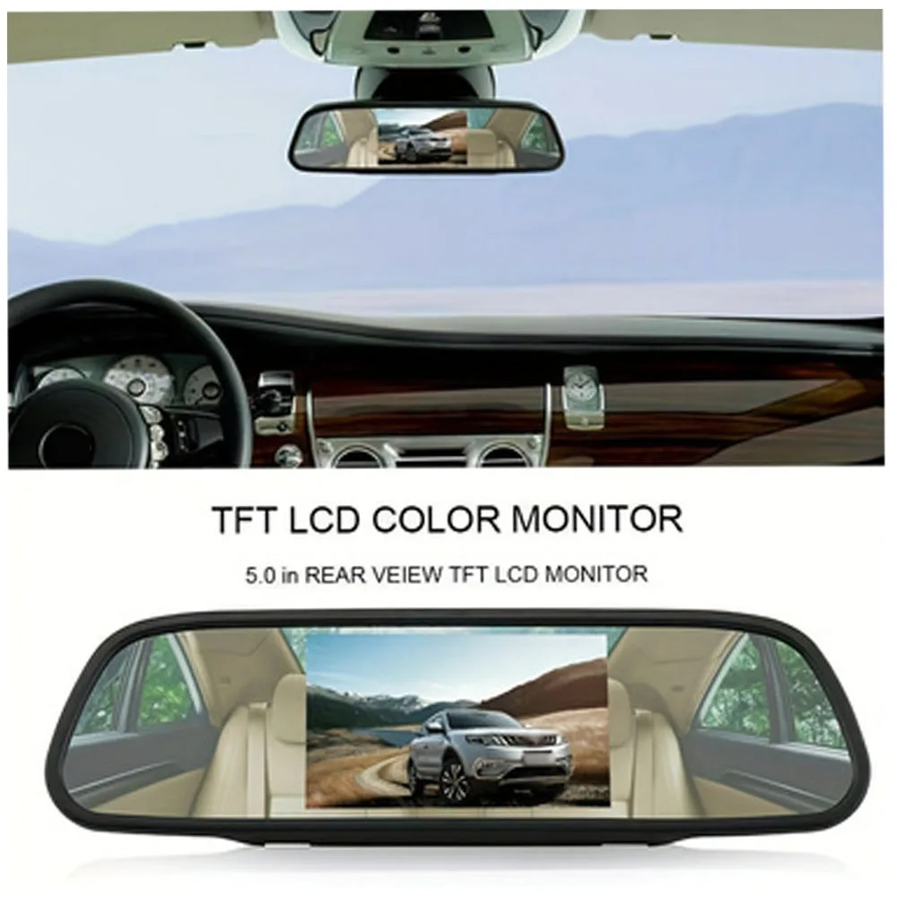 차량 후방 뷰 LCD TFT 미러 모니터 화면, 백업 카메라 주차 후진용, 5 인치