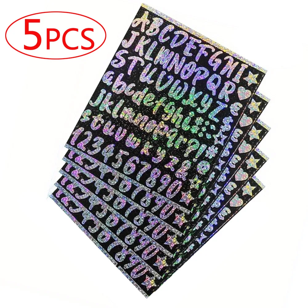 Number Stickers Letter Stickers Label Sticker Waterproof Laser Name Stickers 5-10pcs