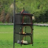 Camping Storage Drying Net 3 Layer Outdoor Hanging Mesh Drying Rack Net Basket with Poles for Cookware Tableware Plates Fruit 2