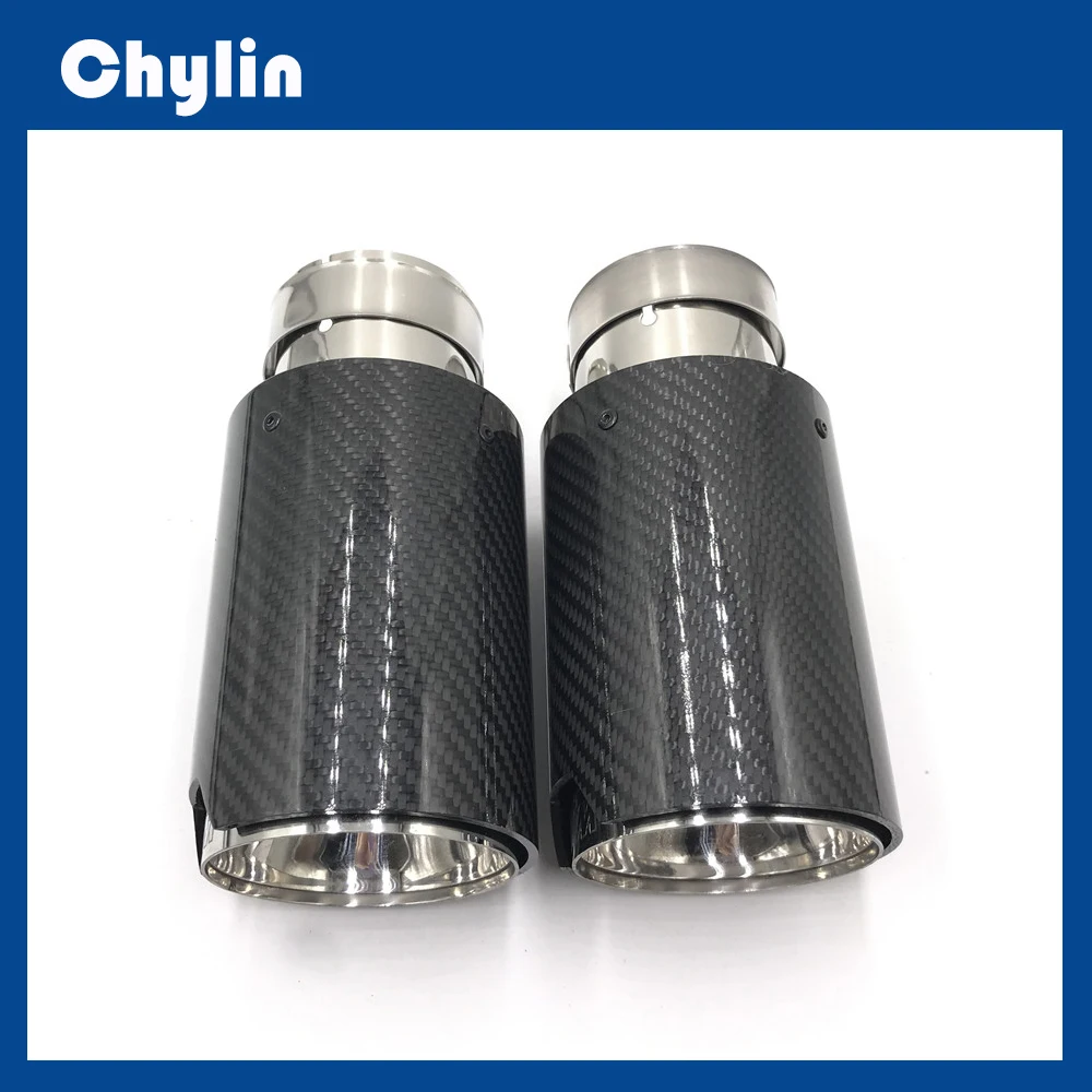 1PCS-Glossy-Black-M-Logo-Carbon-Fiber-Rear-Tail-Exhaust-Pipe-Muffler ...