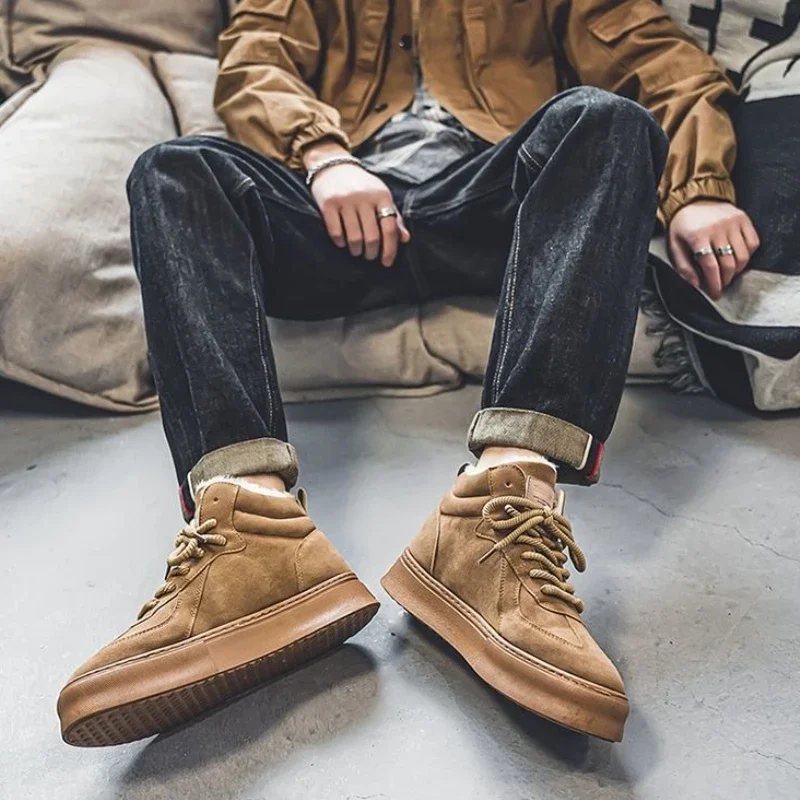 Herren Winter Vintage High-top Stiefel Mit Warmem Fleecefutter_voghion.com