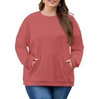 Female Oversized Pure Color Casual and Versatile Crewneck Long Sleeve Pullover Tops Basic Daily Comfortable Hoodie