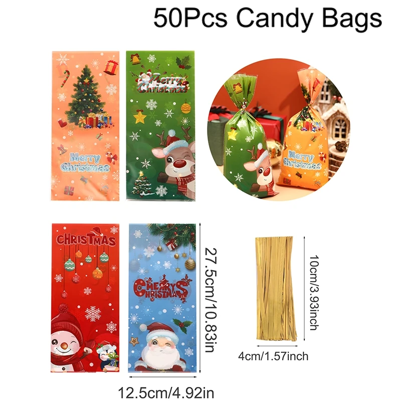 50 Stück Weihnachts-Santa-Süßigkeitentüten Weihnachts-Geschenktüten für 2026 Weihnachten Winterferien Party-Gastgeschenke Neujahr – Detail 6