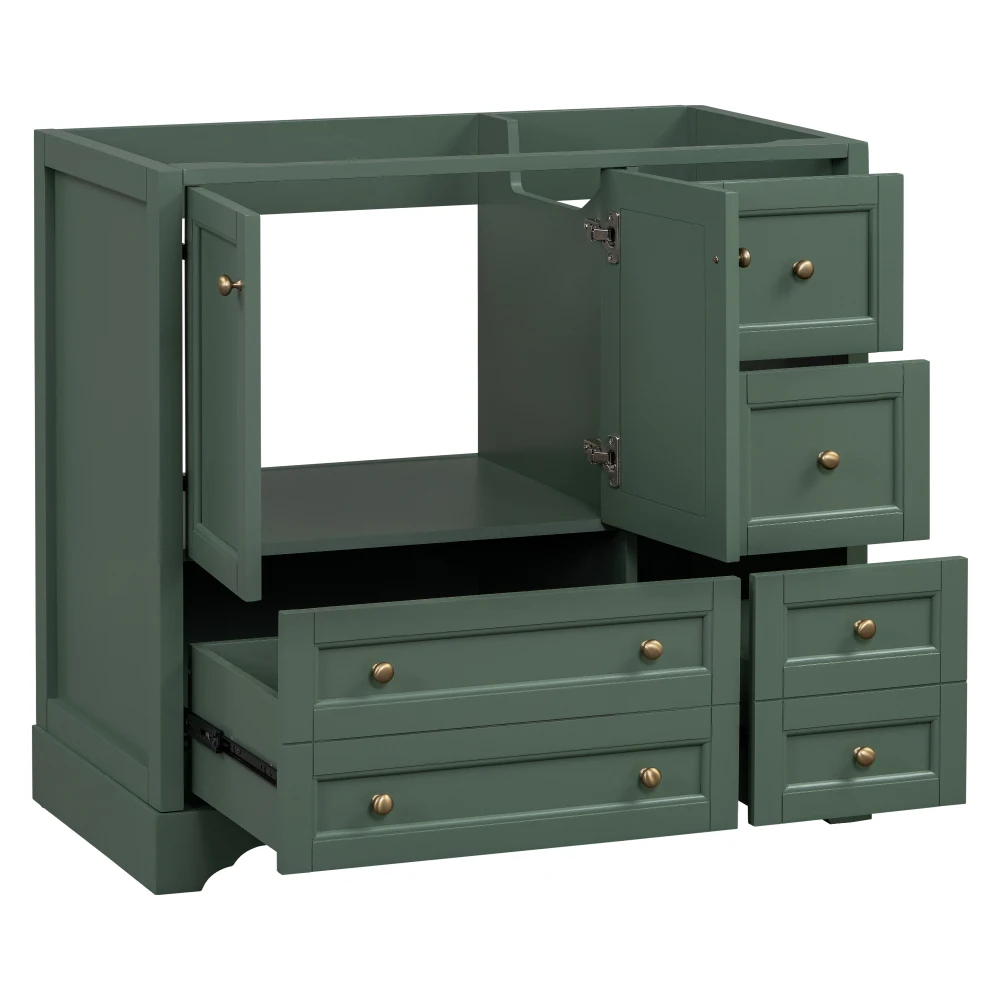 36inch Bathroom Vanity with Sink,  Solid Wood Freestanding Bathroom Vanities with 4 Storage Drawers and Shelf, Soft Closing Door 6