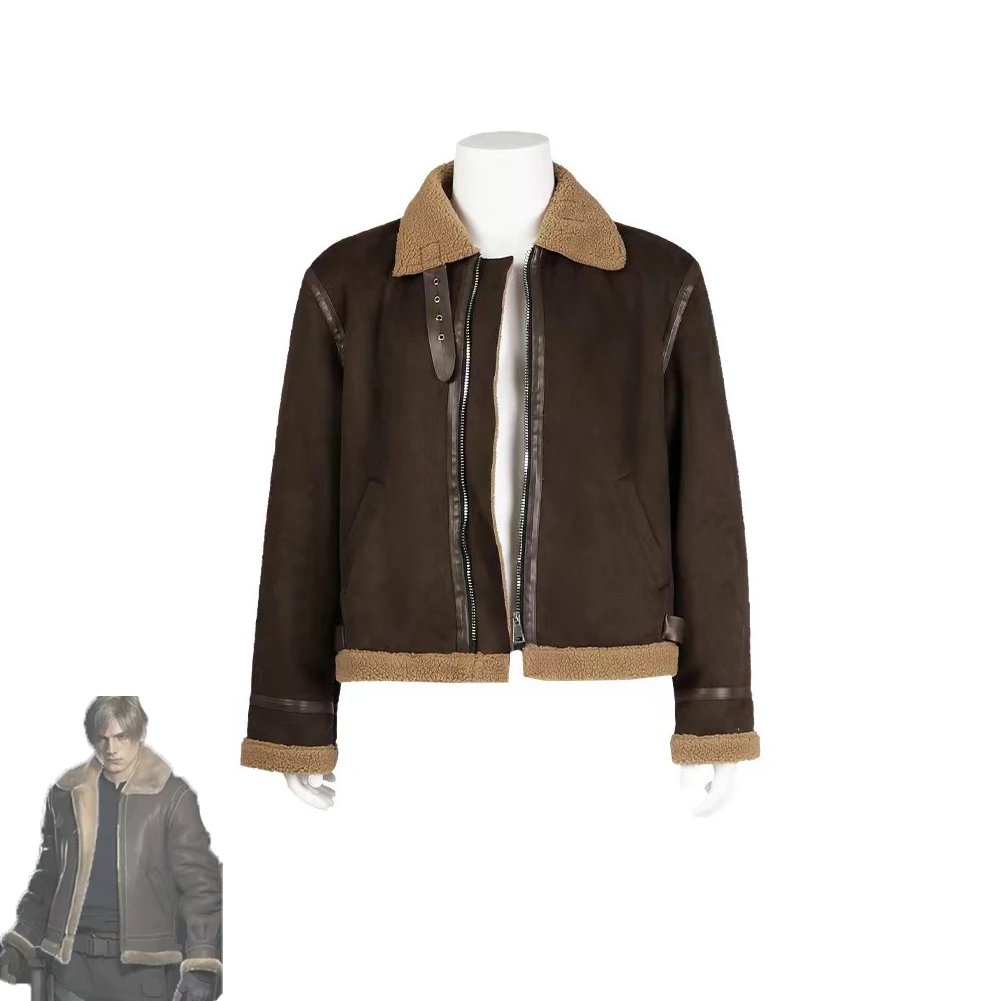 

Resident 4 Remake Leon Cosplay Costume Jacket Disguise For Man Boys Halloween Carnival Party Suit