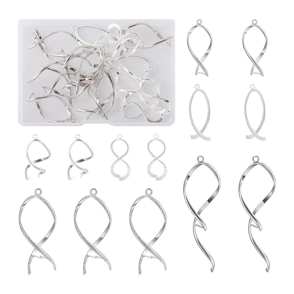 

24Pcs 6 Style Silver Color Spiral Brass Ice Pick Pinch Bails Pendant Clips Clasp Hook for Earring Necklace DIY Jewelry Findings