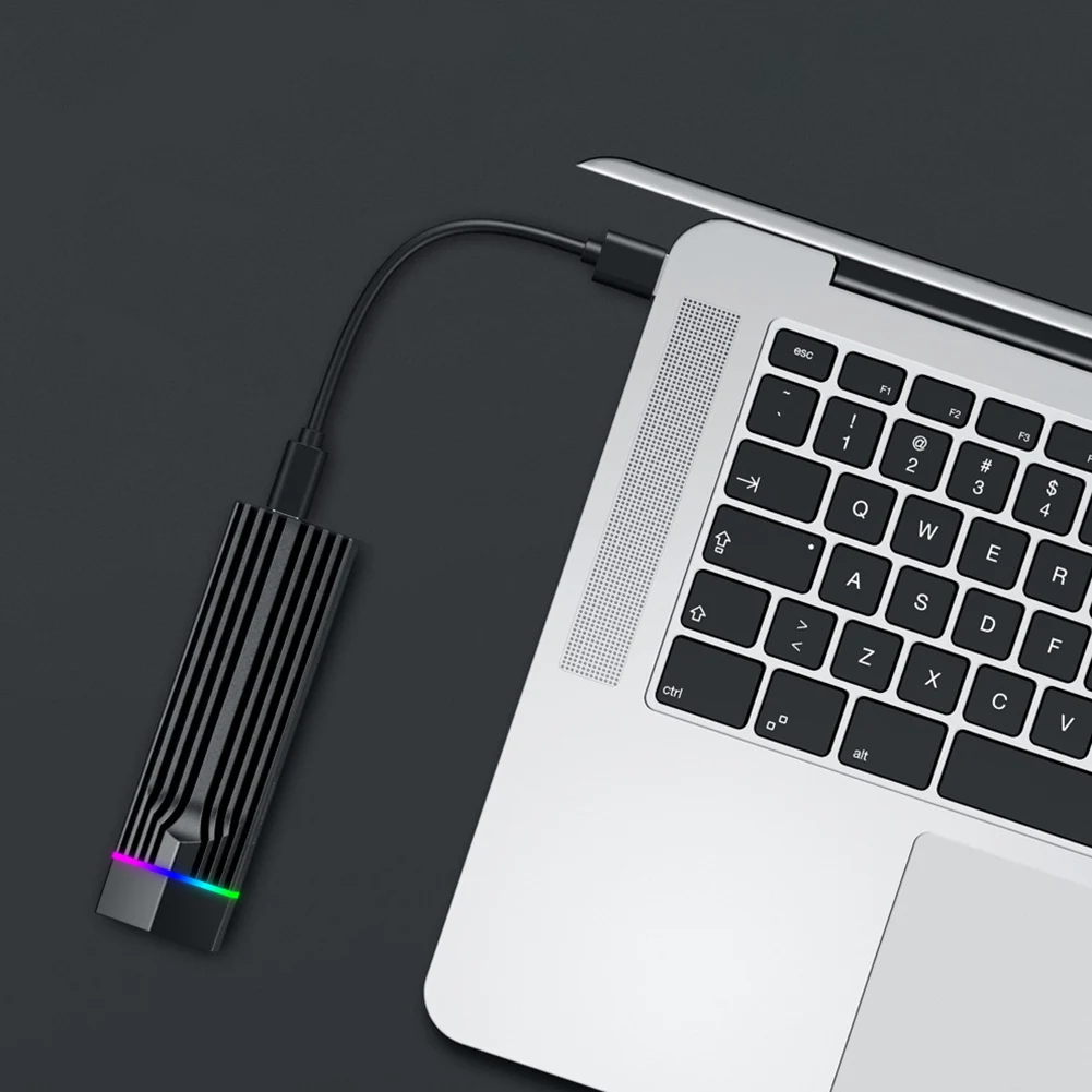 RGB SSD 케이스 히트싱크 알루미늄 합금 JMS583 10Gbps 외부 SSD 인클로저 라디에이터 Windows//Linux용 쓰기 방지 스위치