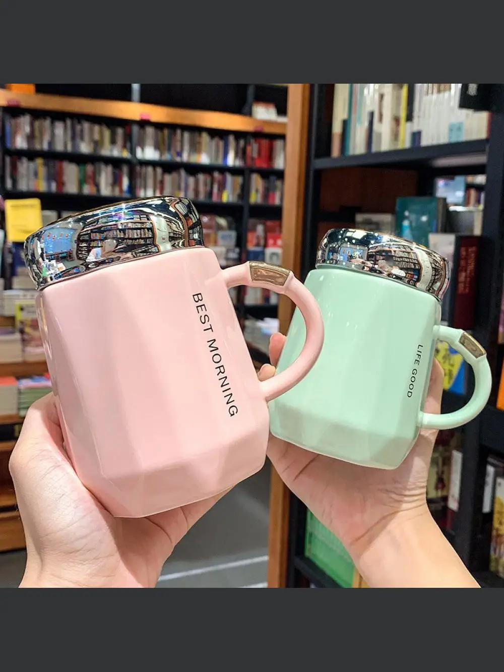 

Couple's Ceramic Mug High-end Office Drinking Cup With Lid High-value Large-capacity Thermos Cup