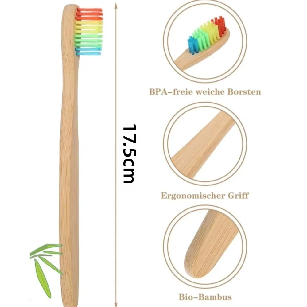 10-Pack Eco-Friendly Bamboo Toothbrushes with Soft Bristles for Adults - Ideal for Home, Travel, and Hotel Use
